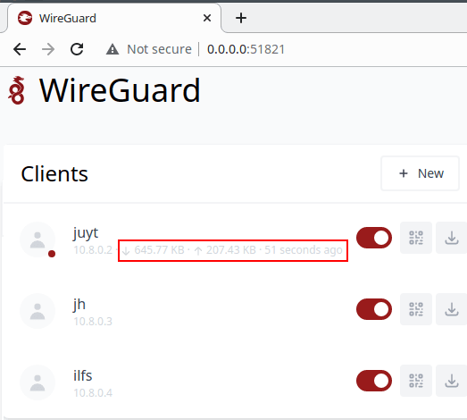 WireGuard UI with stats