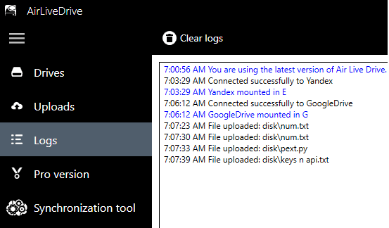 AirLiveDrive Logs