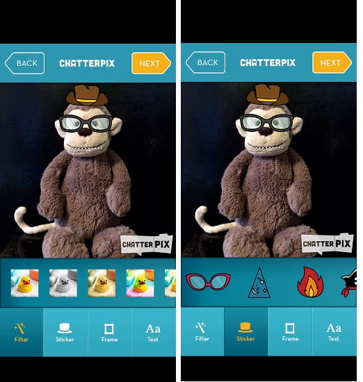 ChatterPix filters and sstickers