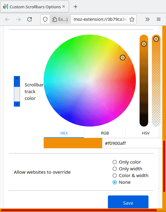 Custom Scrollbars Select Track Color