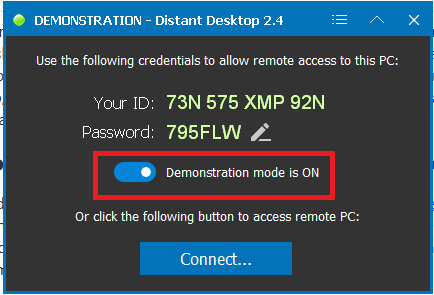 Distant Desktop Demonstration Mode