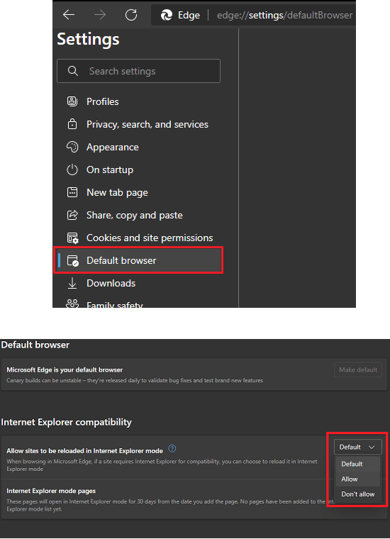 MS Edge Enable Internet Explorer Compatibility Mode