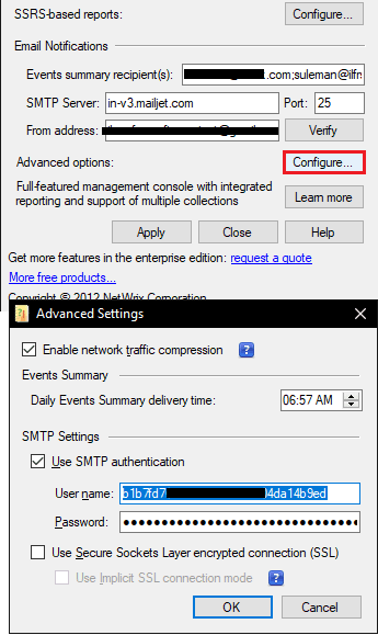 Netwrix Event Log Manager SMTP