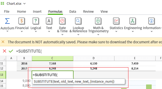 Polaris Office Web Sheets formulas