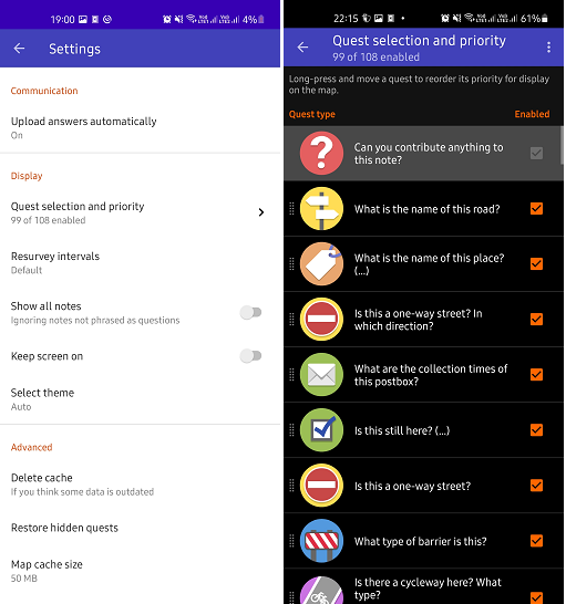 StreetComplete Settings