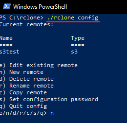 rclone config