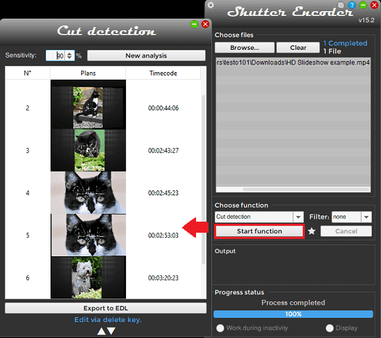 Shutter Encoder cut detection in action