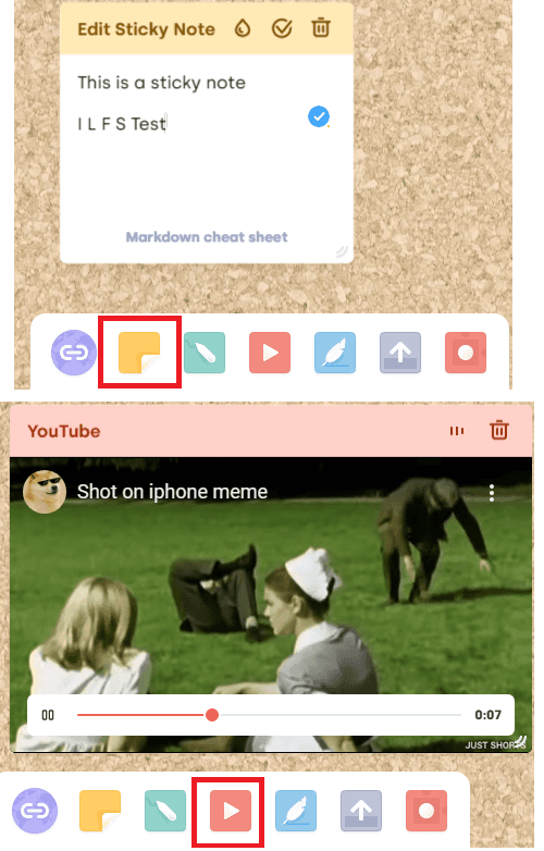 Tilde Sticky Notes and YouTube Embed