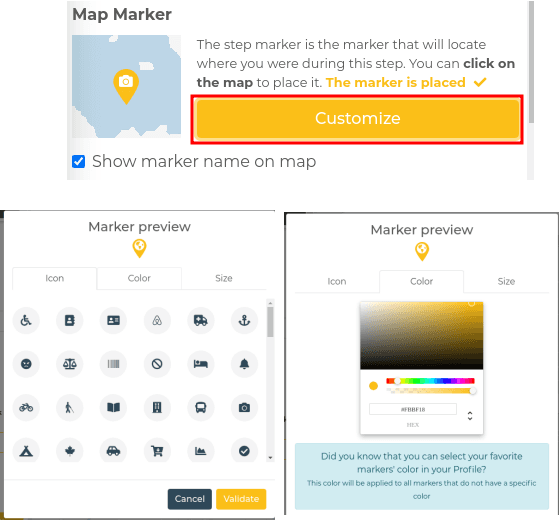 TraveledMap Customize marker