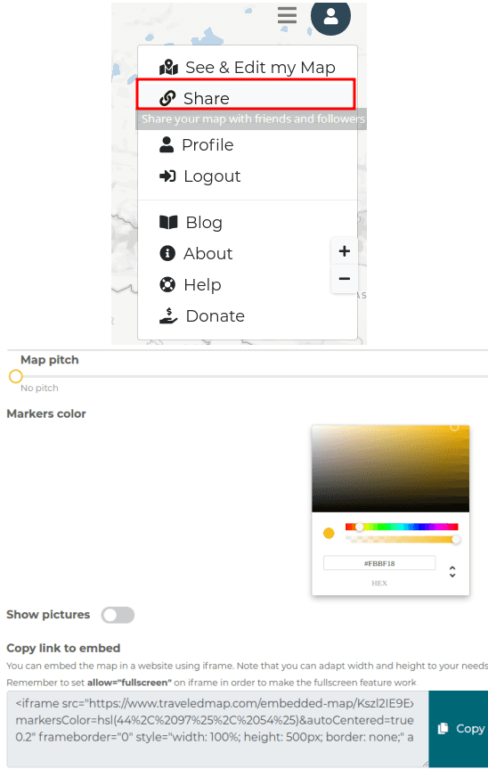 TraveledMap Embed Code