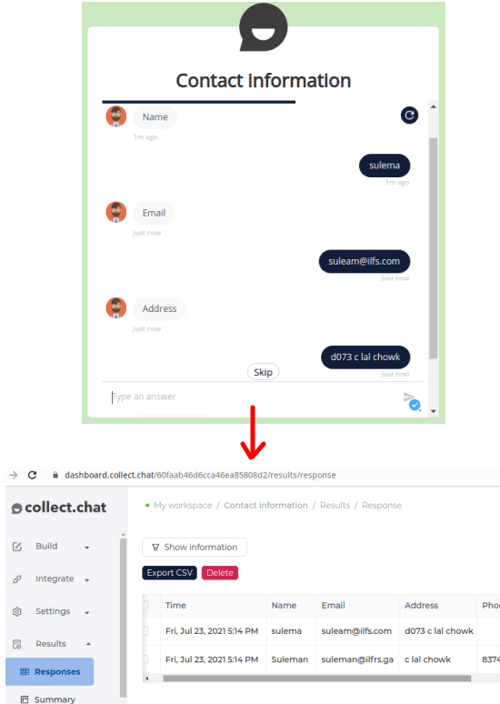 chatbot using Google Forms Responses