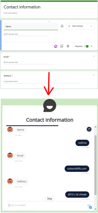 chatbot using Google Forms