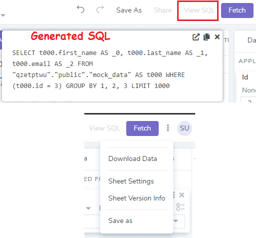 Bipp.io SQL Query Builder SQL Generated