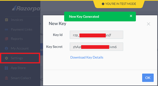 Razorpay API Keys