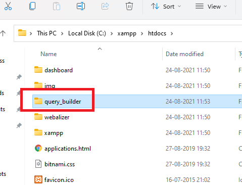 sql_query_builder XAMPP