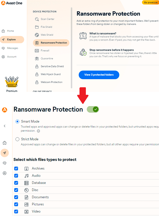 Avast One Ransomware Protection