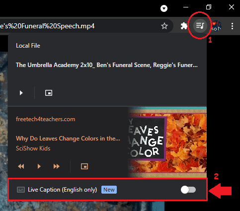 Chrome enable live captions