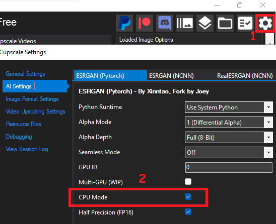 Cupscale Settings