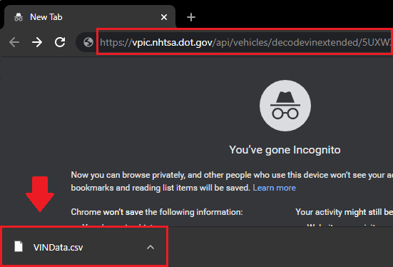 NHTSA Vehicle Information File Downloaded