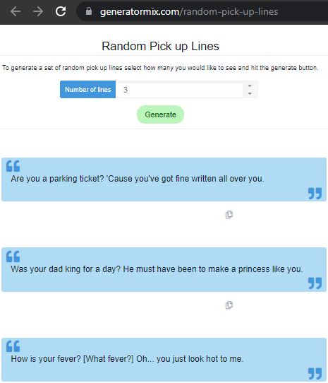 Random Pick Up Lines Generator Mix