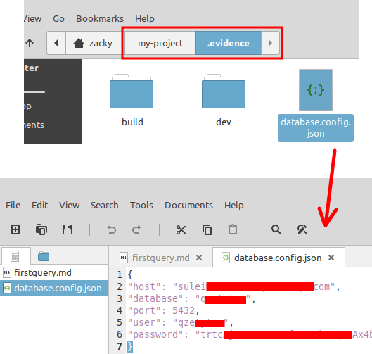 evidence database credentials