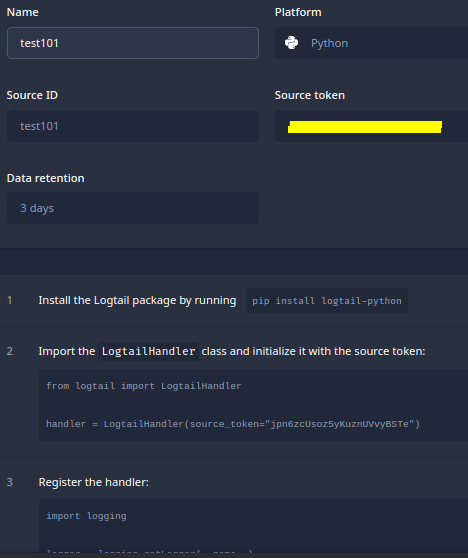 Logtail Python Config