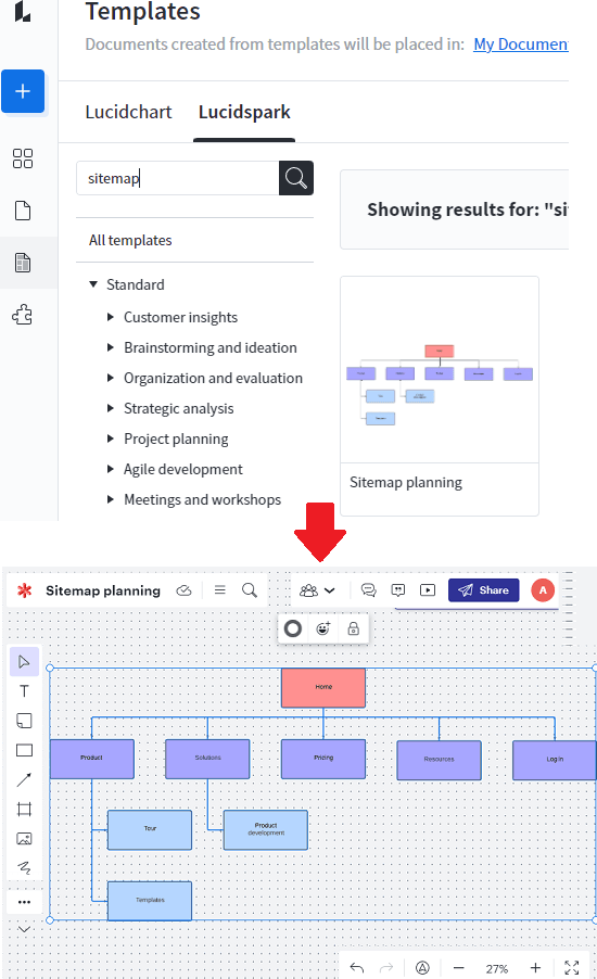 Lucidchart Visual Sitemap