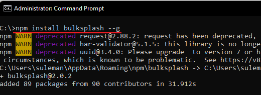 Npm install bulksplash