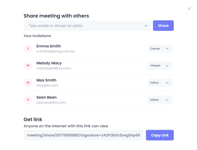 Share meeting highlights with your team members in Meetgeek.ai