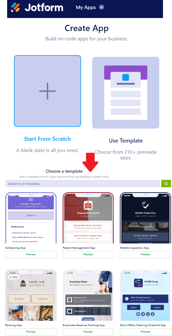 Jotform Select Template