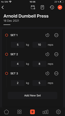 Gym Diary set-rep record