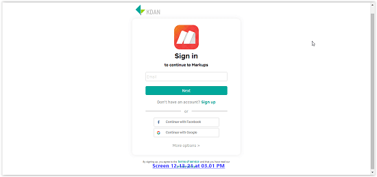 Markup sign up