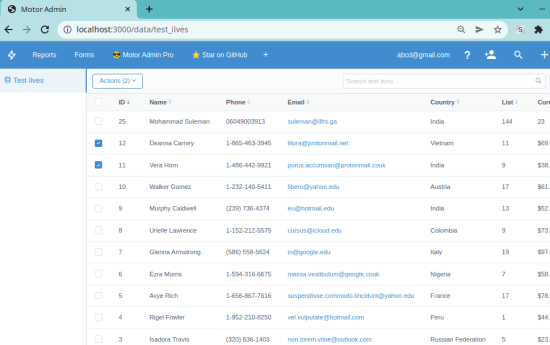 Motor Admin Database Explorer