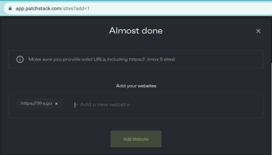 Patchstack Add A website