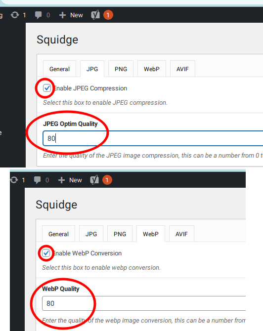 Squidge set image optimization level