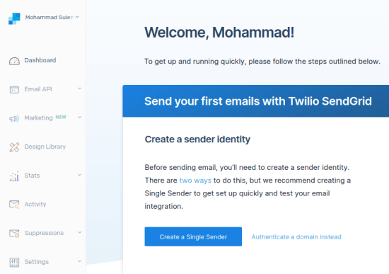 Create Sender Identity