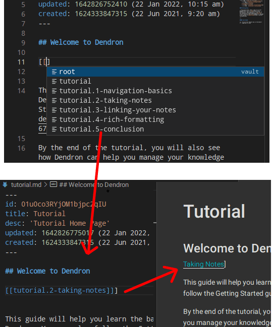 Dendron Note Create Link