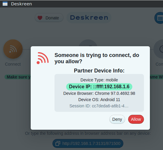 Deskreen Allow A Device