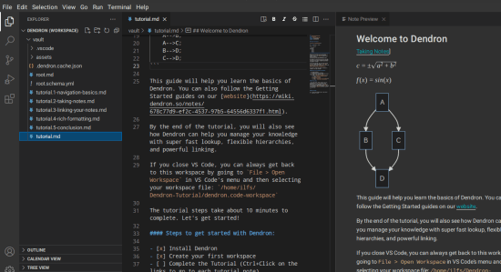 Free knowledge base and note taking plugin for VS Code: Dendron