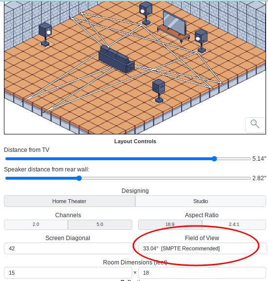 Home Theater Calculator in action