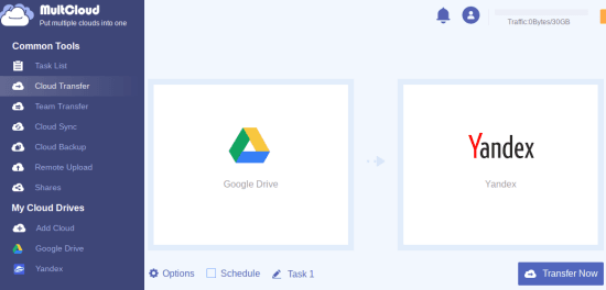 Mult Cloud Migrate Google Drive to Yandex Disk