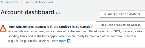 SES account sandbox