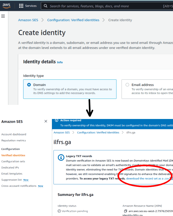 SES create sender identity