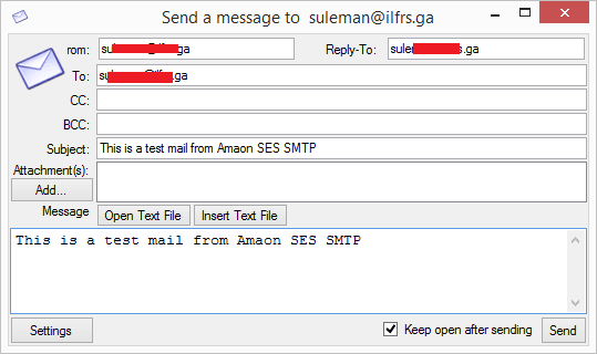 SES smtp prepare email