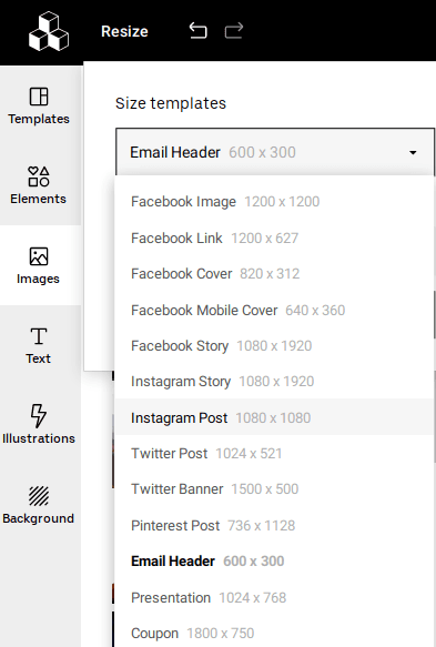 Scenify sizes