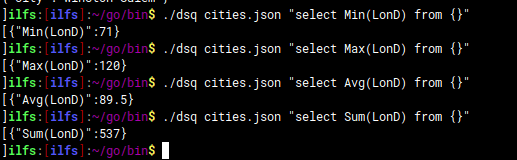 dsq run sql with aggregate functions