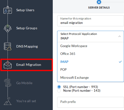 zoho migrationgoogle imap