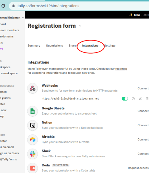 Tally integrations