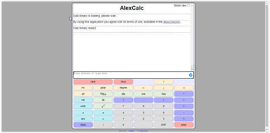 alexcalc home screen