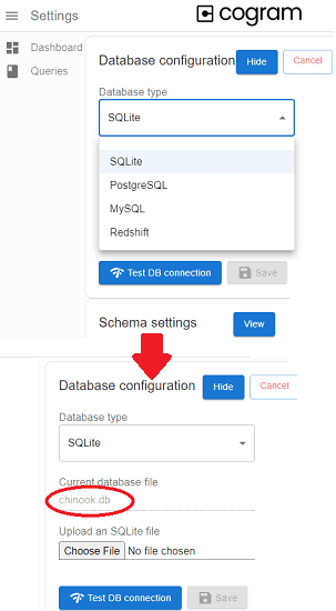 Cogram Database Settings